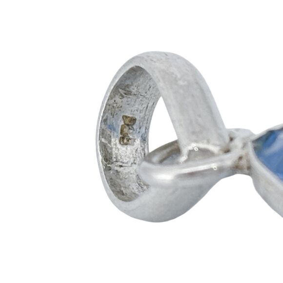 Vintage Sterling Silver 925 5.2cm Square Gem Cut Blue Spinel Pendant - Picture 5 of 7